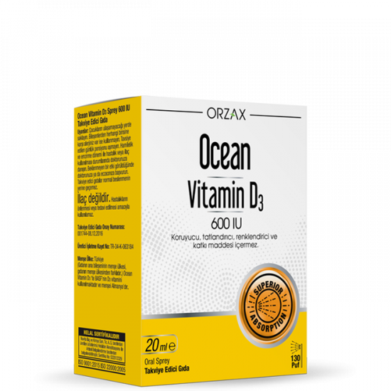 Orzax Ocean Vitamin D3 600 IU Sprey 20ml