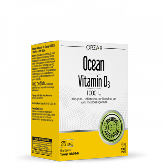 Orzax Ocean Vitamin D3 1000 IU Sprey 20ml