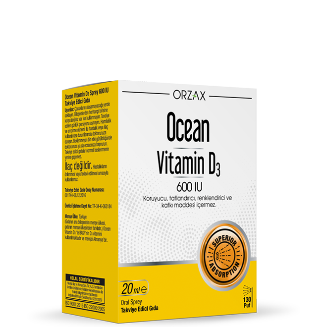 Orzax Ocean Vitamin D3 600 IU Sprey 20ml